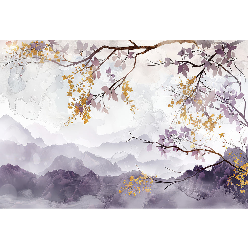 Abstract art with flowers and landsacpe