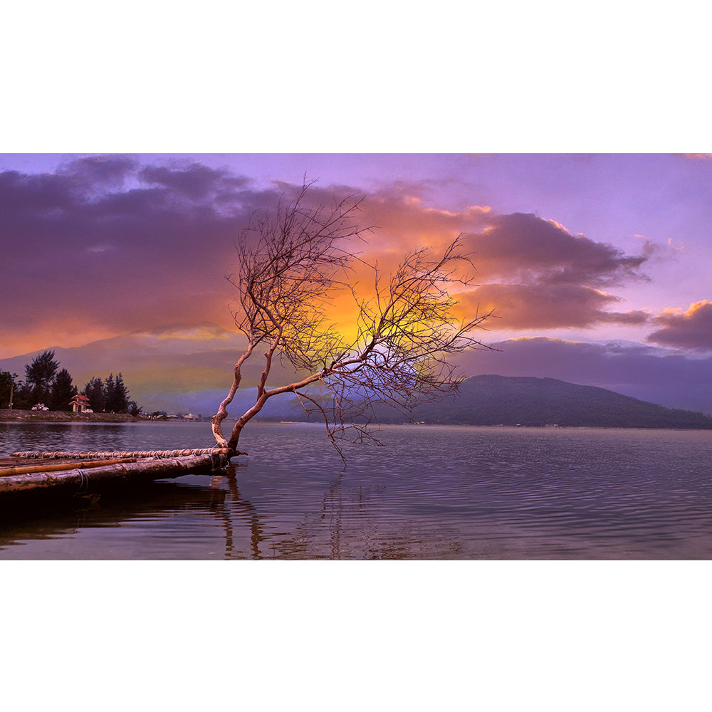 Landscape view lake sky sunset