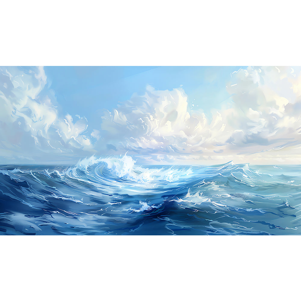 Seascape painting wave breaking ocean