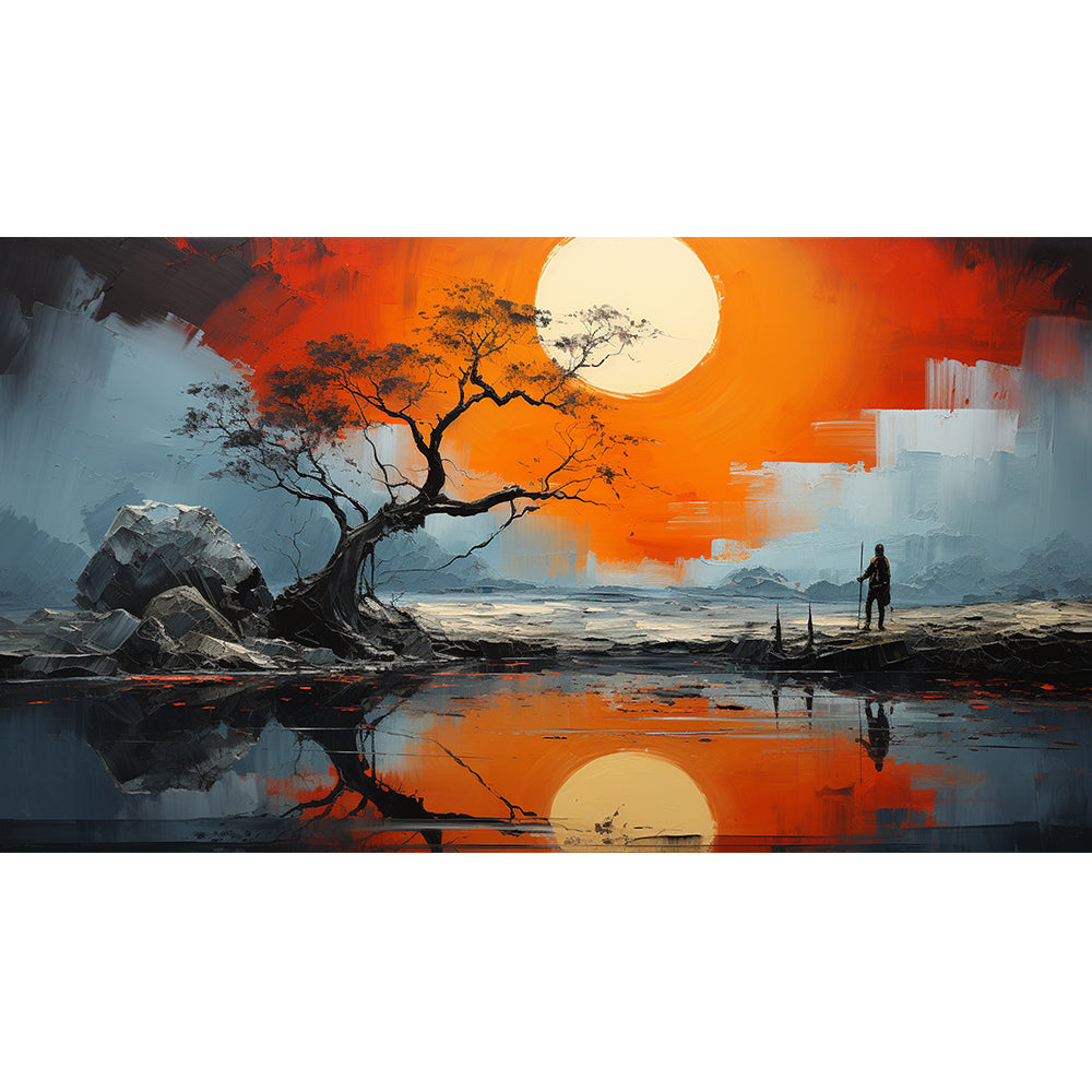Beautiful landscape seen with moon