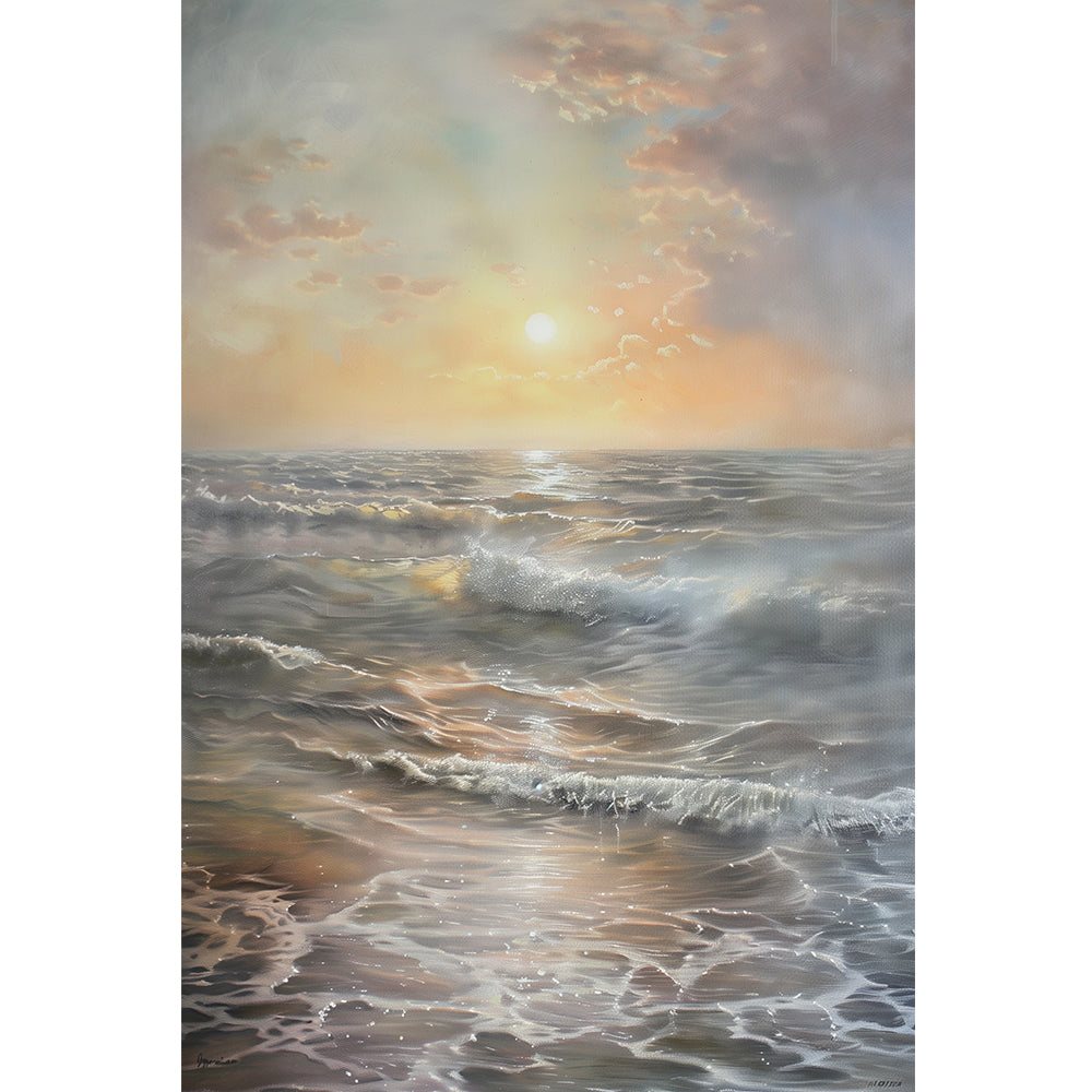 Oil painting ocean stormy depths