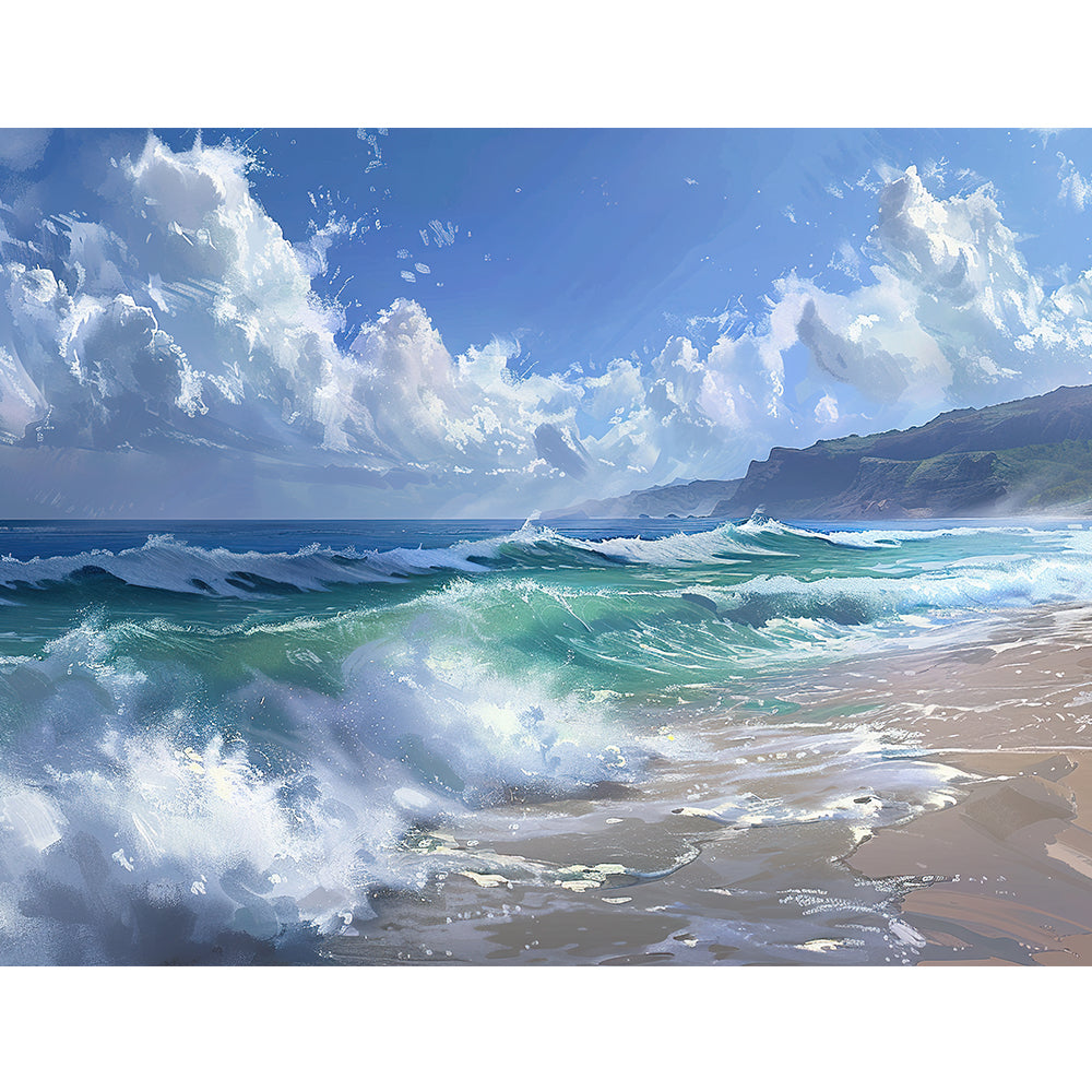 Seascape painting wave ocean